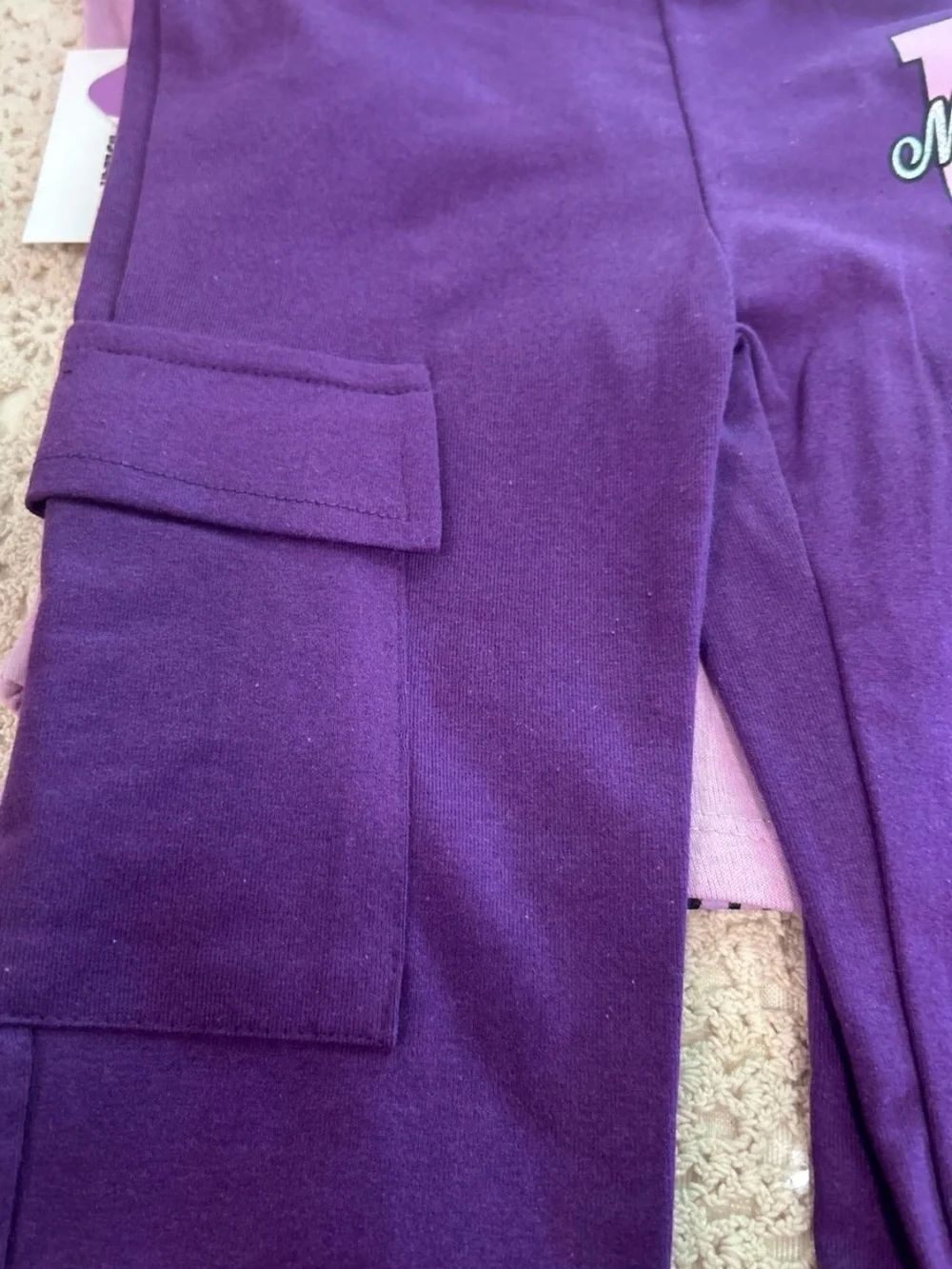 Disney Girls' Minnie Mouse Lavender Top & Purple Pants Pajama Set
